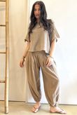 Annie Cushion Cotton Cuff Barrel Pant Honey Bronze